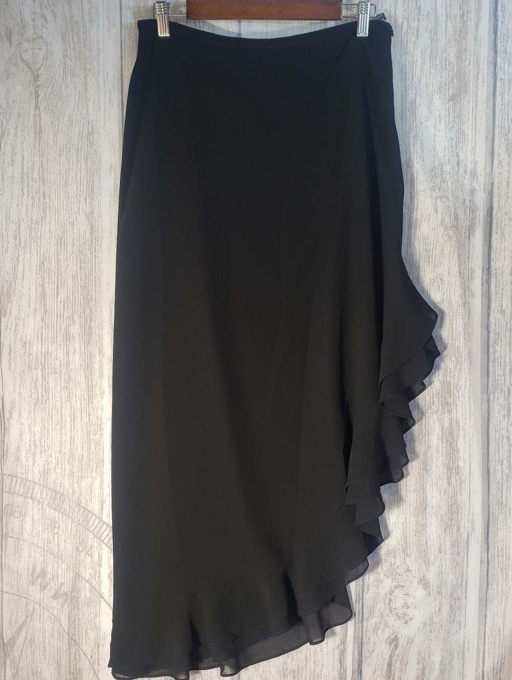 Black asymmetric ruffle chiffon skirt from J.R. Nites by Caliendo New! Size 12